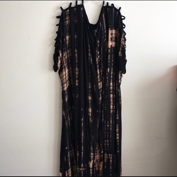Tie Dye Caftan Cold Shoulder - Picture 1 of 6